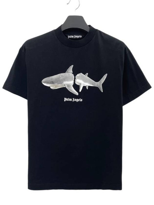 Shark Classic Short Sleeve T-Shirt Black - PALM ANGELS - BALAAN 2