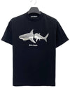 23SS Shark Printing Short Sleeve TShirt PMAA001 1001 - PALM ANGELS - BALAAN 1