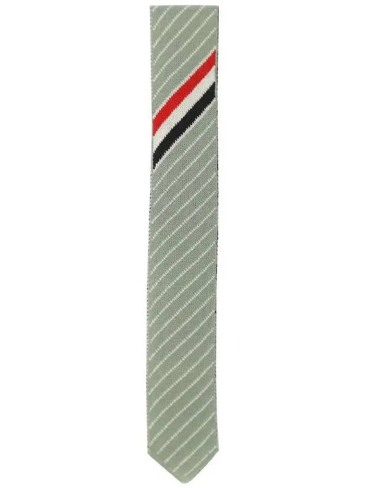 chalk stripe knit tie green - THOM BROWNE - BALAAN.