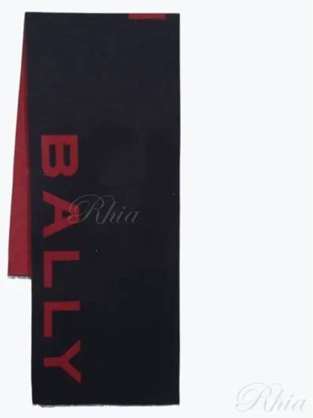 Logo Intarsia Knit Scarf Navy - BALLY - BALAAN 2