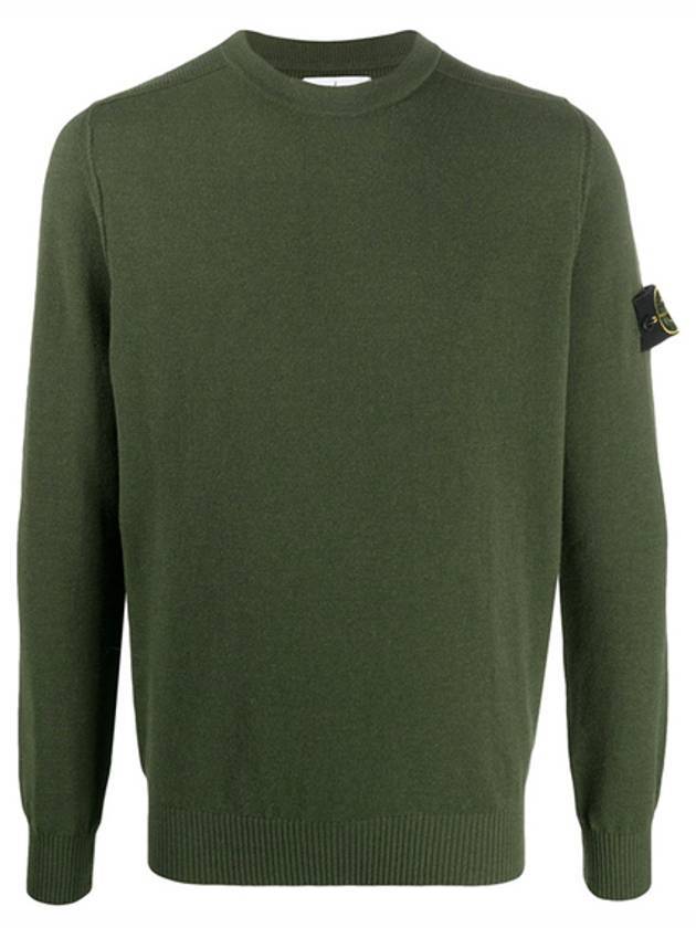 Stretch Wool Crewneck Knit Top Dark Green - STONE ISLAND - BALAAN 1