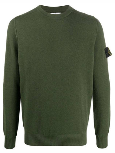 Stretch Wool Crewneck Knit Top Dark Green - STONE ISLAND - BALAAN 1