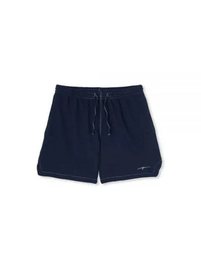 Embroidered Logo Cotton Track Shorts Navy - MSGM - BALAAN 2