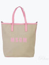 Small Logo Print Calf Leather Tote Bag Pink Beige - MSGM - BALAAN 2