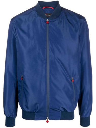 Men's Technical Fabric Bomber Jacket Blue - KITON - BALAAN 1