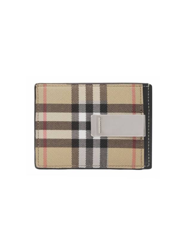 Vintage Check Money Clip Card Wallet Beige Black - BURBERRY - BALAAN.