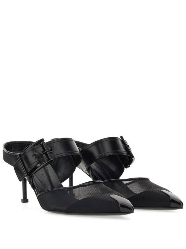 Punk Buckle Mesh Mule Heel Black - ALEXANDER MCQUEEN - BALAAN 5