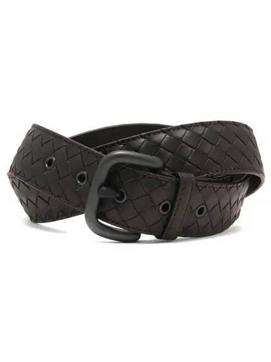 Men's Intrecciato Weaving Leather Belt Brown - BOTTEGA VENETA - BALAAN 2