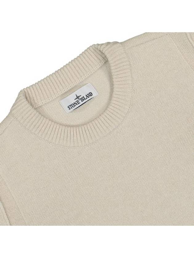 Logo Patch Crew Neck Wool Knit Top Off-White - STONE ISLAND - BALAAN 4