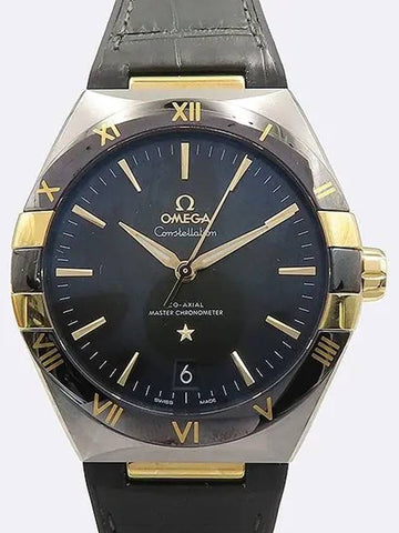 131 23 41 21 10 001 18K Combi Black Ceramic Steel CONSTELLATION Automatic Rubber Lining Leather Band Men s Watch - OMEGA - BALAAN 1