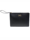 22 D781 Black hammered calfskin gold plated Gancini logo strap clutch - SALVATORE FERRAGAMO - BALAAN 1