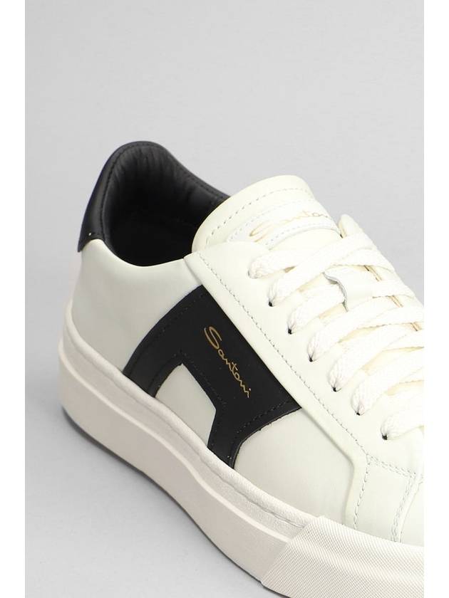 Double Buckle Leather Low-Top Sneakers White - SANTONI - BALAAN 6