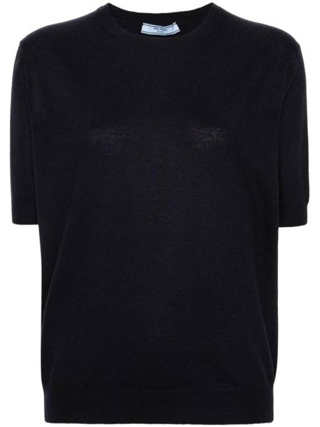 Cashmere crew neck knit top navy - PRADA - BALAAN 1