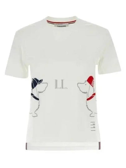 Cotton Twin Hector Embroidery Short Sleeve T-Shirt White - THOM BROWNE - BALAAN 2