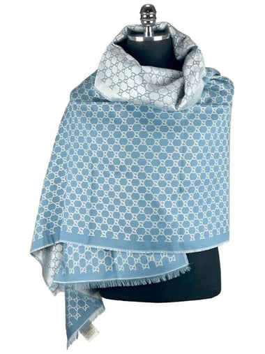 GG lamé jacquard twotone light gray blue stole 623161 - GUCCI - BALAAN 1