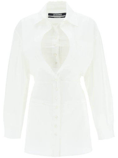 La Robe Baunhilha Layered Shirt Short Dress White - JACQUEMUS - BALAAN 1