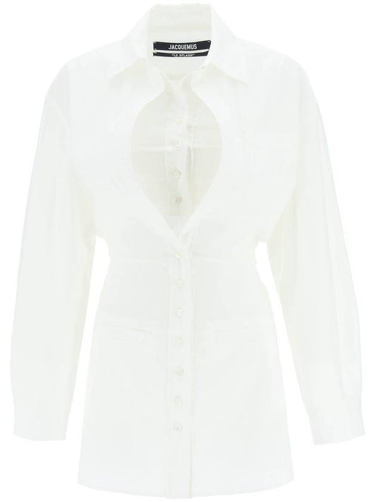 La Robe Baunhilha Layered Shirt Short Dress White - JACQUEMUS - BALAAN 1