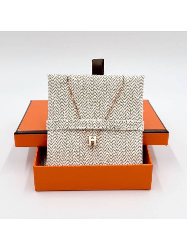 Mini Pop H Pendant Rose Gold & Blanc - HERMES - BALAAN 3