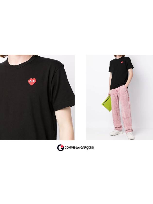 x Invader Pixel Heart Short Sleeve TShirt Black AZT3220511 P1T3221 - COMME DES GARCONS PLAY - BALAAN 4