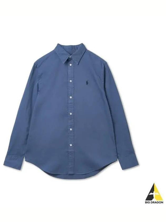 W Relax Fit Cotton Twill Shirt Earth Blue - POLO RALPH LAUREN - BALAAN 1