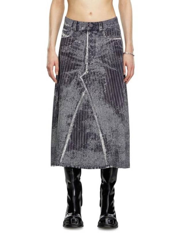 O Hanna Print Of Pinstripe Denim A Line Skirt Black - DIESEL - BALAAN 3