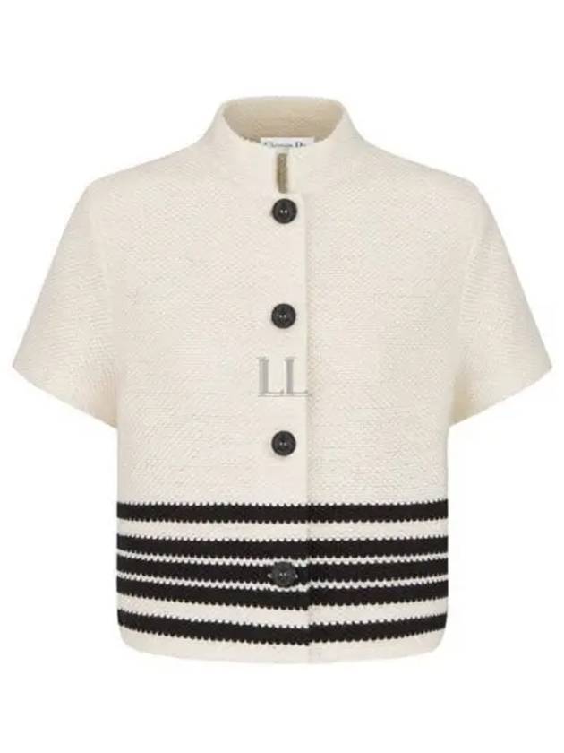 Mariniere Cotton Knit Short Sleeve Jacket Black White - DIOR - BALAAN 2