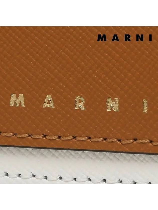 Saffiano Two-Tone Zipper Card Wallet Liliy White Dijon - MARNI - BALAAN 7