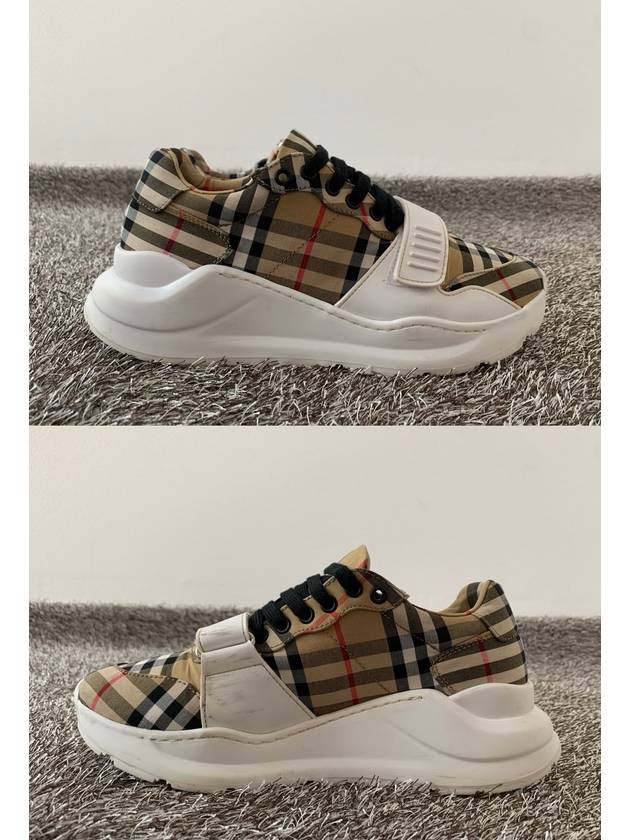 Check Velcro Cotton Canvas Sneakers 40 5 255 - BURBERRY - BALAAN 4