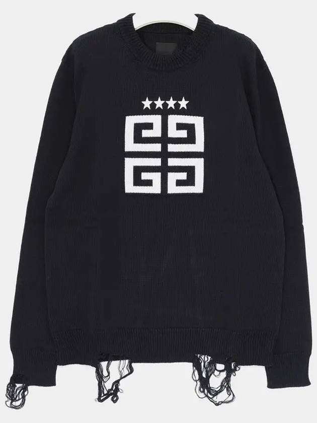 4G Logo Star Cotton Knit Top Black - GIVENCHY - BALAAN 3