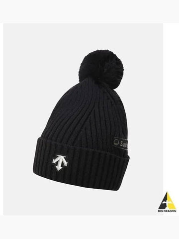 SWISS SKI Logo Patch Drop Beanie Black SP423SKCN0 - DESCENTE - BALAAN 1