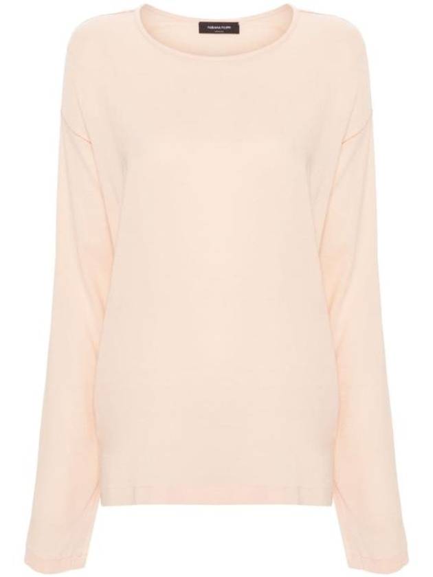 Round Neck Long Sleeve T-Shirt Light Pink - FABIANA FILIPPI - BALAAN 1