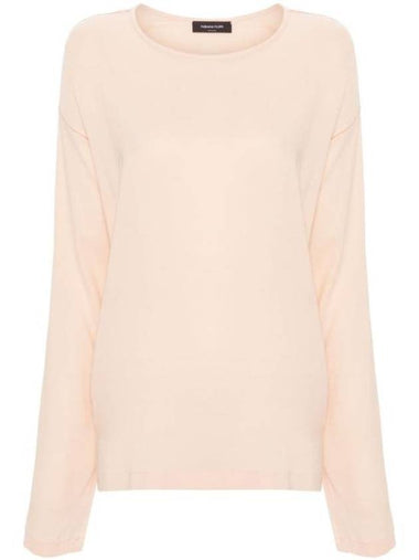 Round Neck Long Sleeve T-Shirt Light Pink - FABIANA FILIPPI - BALAAN 1