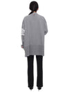 Fine Merino Wool 4-line Oversized Fit V-neck Cardigan Light Grey - THOM BROWNE - BALAAN 6