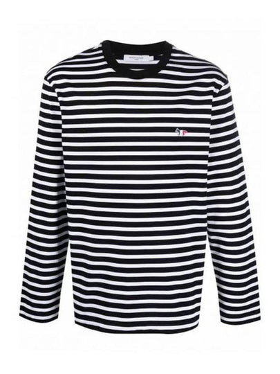 Fox Logo Stripe Long Sleeve T-Shirt Navy - MAISON KITSUNE - BALAAN 2