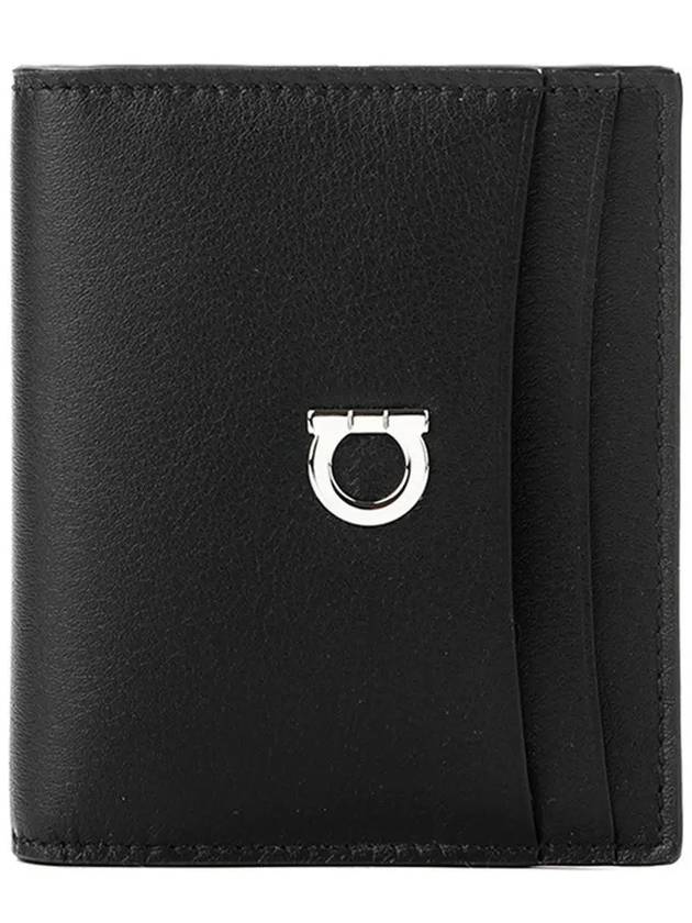 Silver Gancini Half Wallet Black - SALVATORE FERRAGAMO - BALAAN 2