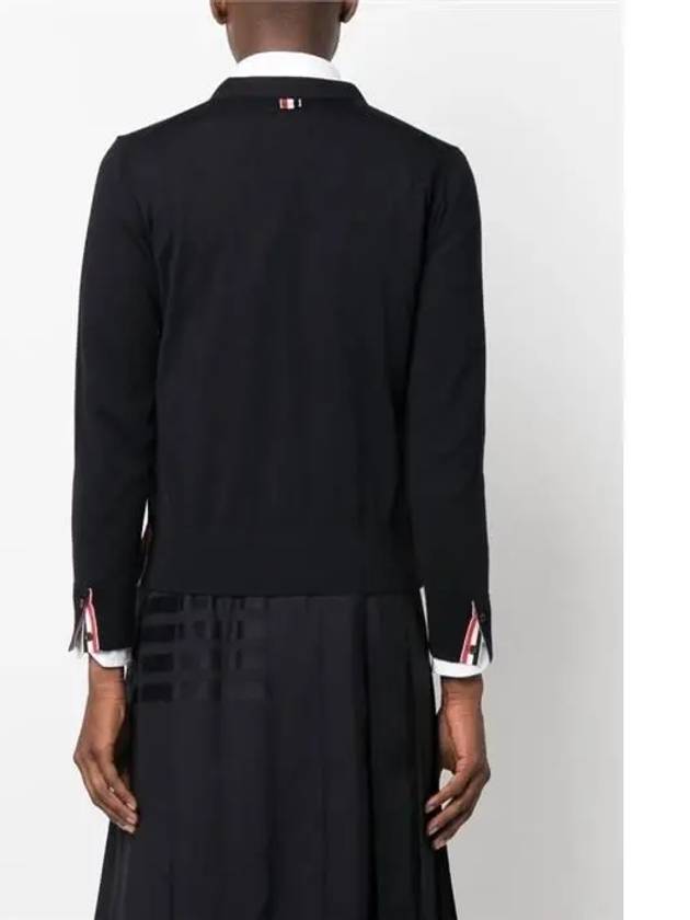 Men's Jersey Stitch V-Neck Cardigan Navy - THOM BROWNE - BALAAN 6