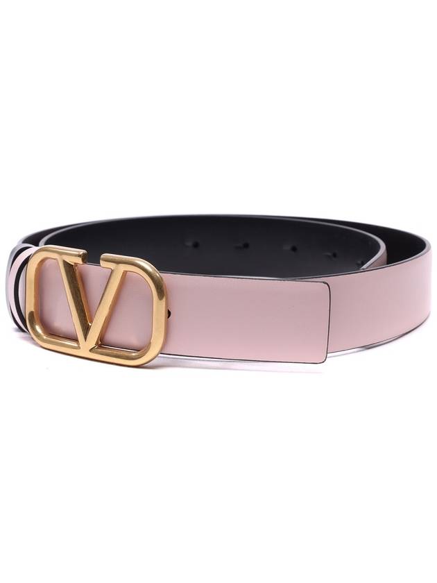 Women s V Logo Signature Reversible Leather Belt Pink Black - VALENTINO - BALAAN 4