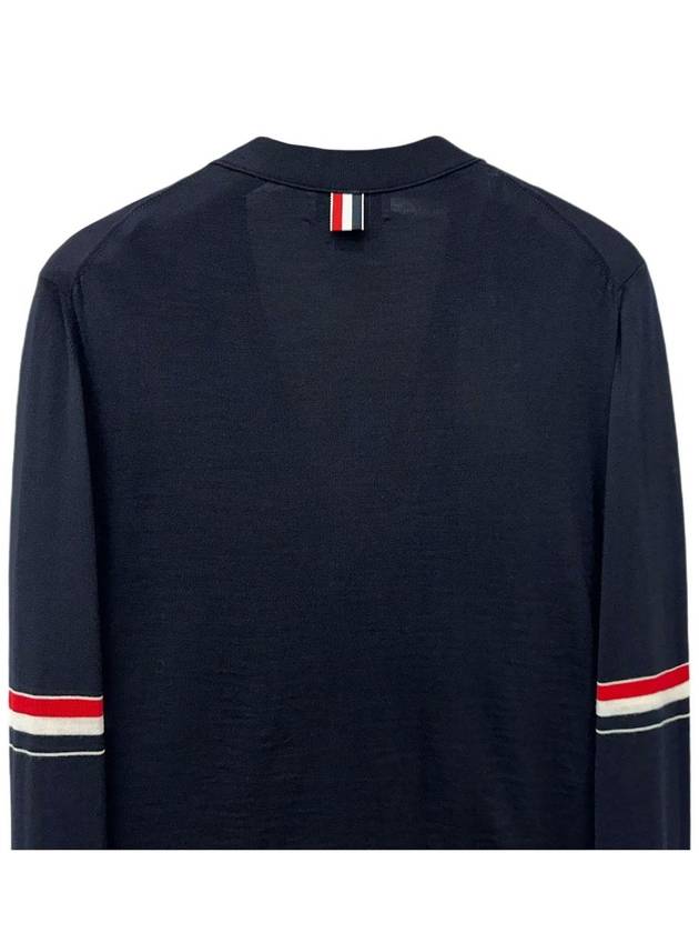 Stripe Armband Merino Wool Cardigan Navy - THOM BROWNE - BALAAN 4