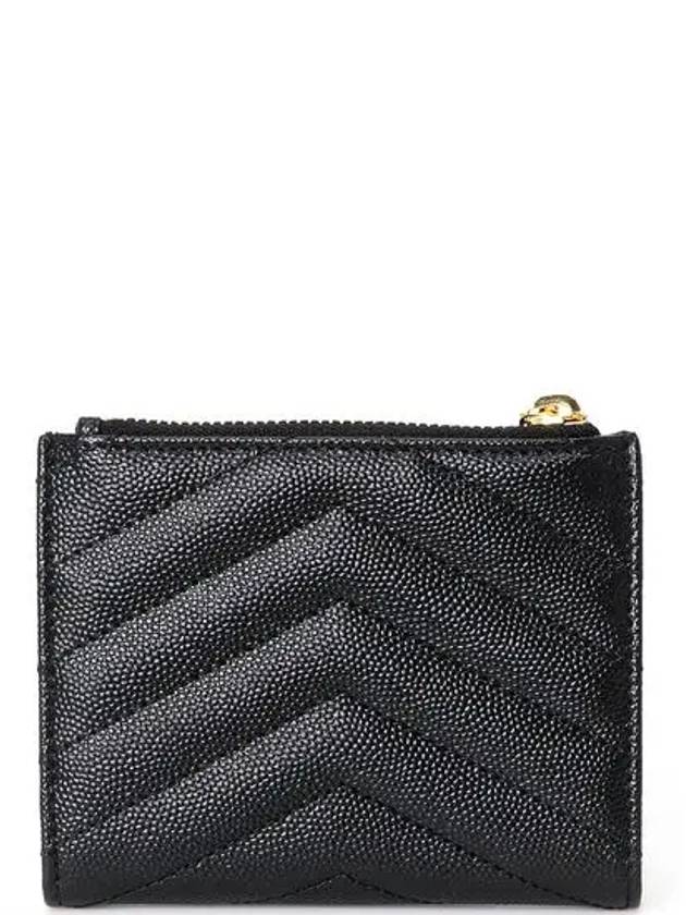 Cassandre Matelasse Grain De Poudre Embossed Leather Half Wallet Black - SAINT LAURENT - BALAAN 4