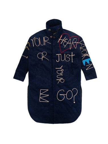 Embroidery Cotton Oversized Coat Navy - GRAPHISTE MAN.G - BALAAN 1