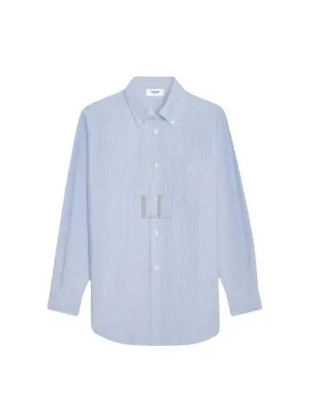 Tomboy Striped Silk Long Sleeve Shirt Light Blue - CELINE - BALAAN 2