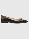 Women's Horsebit Leather Ballerina Black - GUCCI - BALAAN 2