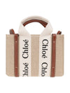 Woody Linen Canvas Calfskin Tote Bag White Brown - CHLOE - BALAAN 6