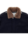 Fur Collar Flap Pocket Jacket Navy - BRUNELLO CUCINELLI - BALAAN 4