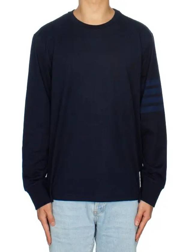 4 Bar Armband Tonal Long Sleeve T-Shirt Navy - THOM BROWNE - BALAAN 3