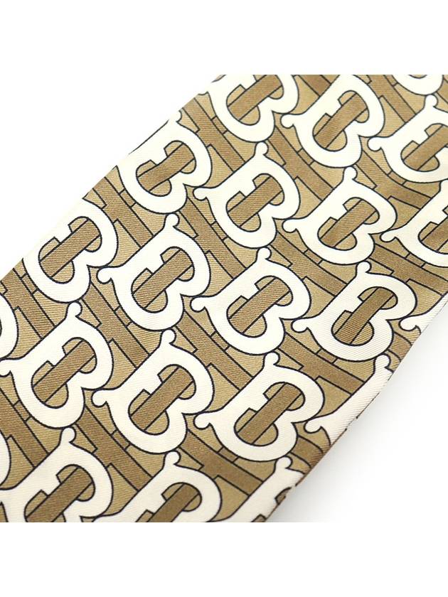 80111141 100 Silk Pale Olive TB Monogram Print Hair Scarf - BURBERRY - BALAAN 6