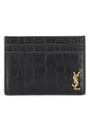 Gold Crocker Card Wallet 607603 DZE0W - SAINT LAURENT - BALAAN 2