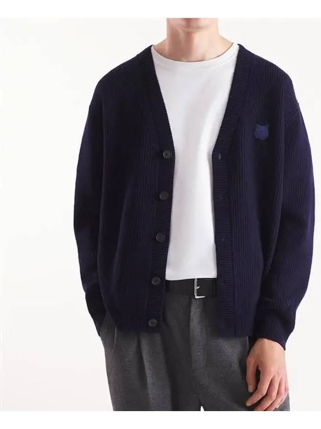 NM00501KT1093 Foxhead Ribbed Wool Cardigan Navy - MAISON KITSUNE - BALAAN 3