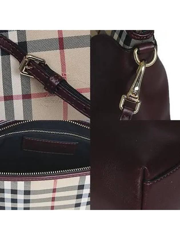 3994662 Classic Check Burgundy Leather Cross Bag - BURBERRY - BALAAN 5