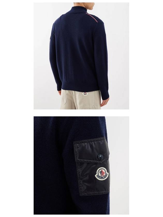 9B00012 M1241 750 Logo Patch Knit Zipup Jacket Blue Navy Men’s Jacket TJ - MONCLER - BALAAN 6